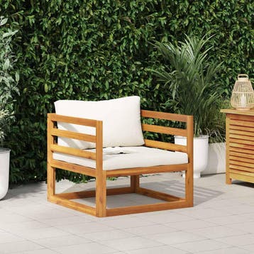 vidaXL Tuinstoel met crèmekleurige kussens massief, Verzenden, Nieuw, Hardhout
