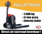 Elektrische Li-Ion pallettruck 1.500 kg, Overige merken, Verzenden, 1000 tot 2000 kg, Palletwagen