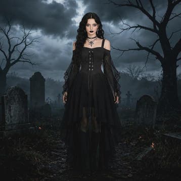 Gothic Heksenjurk Dames - Middeleeuwse Vampier Stijl met Vli, Verzenden