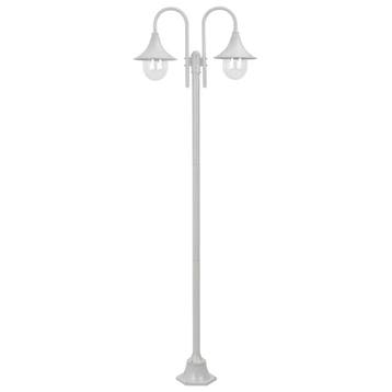 vidaXL Paalverlichting tuin E27 220 cm aluminium wit 2-delig, Verzenden, Nieuw, Aluminium, Staande lamp