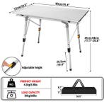 Opvouwbare Campingtafel 90 cm – Verstelbaar &amp; Licht, Caravans en Kamperen, Verzenden, Nieuw