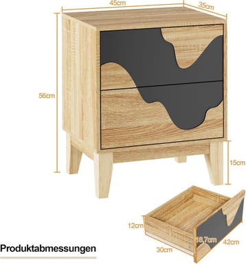 Nachtkastje set van 2 - Bijzettafel - Opbergkastje - 56x45x3, Huis en Inrichting, Verzenden, Zo goed als nieuw