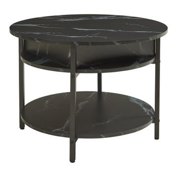 Salontafel Kandas rond marmerlook zwart en goudkleurig Ø70 c, Huis en Inrichting, Tafels | Salontafels, Verzenden, Nieuw