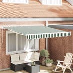 vidaXL Inklapbaar Zonnescherm Groen en Wit 350 x 250 cm, Tuin en Terras, Zonneschermen, Verzenden, Nieuw