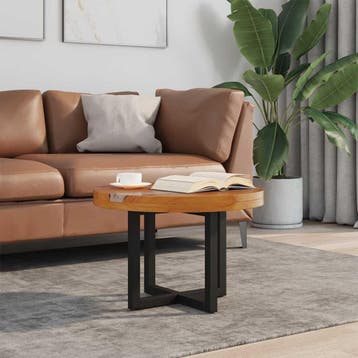 vidaXL Salontafel massief teakhout hars 60 cm, Verzenden, Nieuw, 50 tot 100 cm, Teakhout