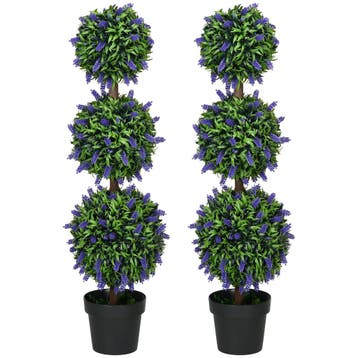 TRUUSK Set van 2 Grote Kunstmatige Lavendelbomen 110 cm - Pl, Huis en Inrichting, Woonaccessoires | Vazen, Verzenden, Nieuw