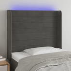 vidaXL Hoofdbord LED 103x16x118/128 cm fluweel donkergrijs, Verzenden, Nieuw, Grijs, Stof