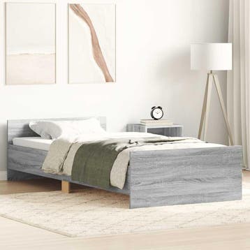 vidaXL Bedframe bewerkt hout grijs sonoma eiken 75x190 cm, Eenpersoons, Verzenden, Nieuw, Grijs