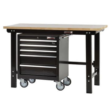 Werkbank zwart 150 cm met hardhouten blad en, Ophalen of Verzenden, Nieuw