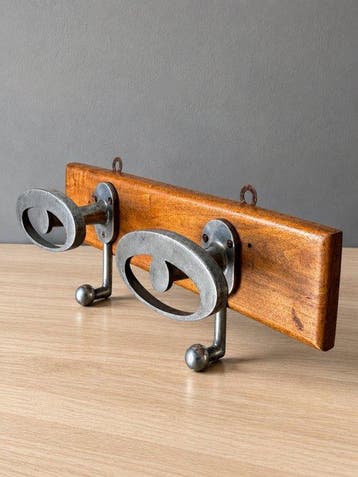 Kapstok - Legering, Hout, Italiaanse Art Deco wandkapstok –