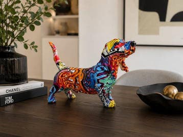 Beeld, street Art dachshund - 21 cm - polyresin