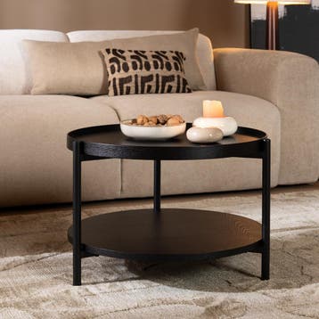50% Korting: Salontafel Rio Ø58 cm zwart eiken, Ophalen, Scandinavisch, Japandi, Landelijk, Modern, Zo goed als nieuw, Eikenhout