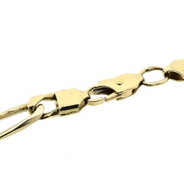 Gouden Figaroschakel herenarmband (Schakelarmband), Sieraden, Tassen en Uiterlijk, Armbanden, Ophalen of Verzenden, Gebruikt, Goud