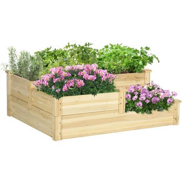TRUUSK Verhoogd Plantenbed van Sparrenhout - 3-traps Bloemba, Tuin en Terras, Verzenden