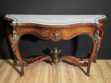Wandtafel - Hout - Boulle-console met inlegwerk en vergulde