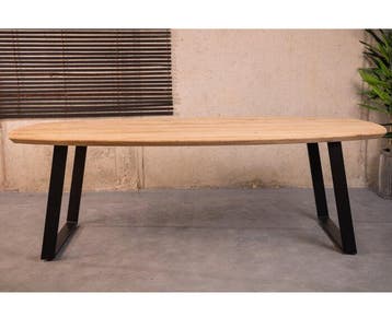 Eiken Eettafel Deens Ovaal met schuine U-poten - 240x120 cm, Ophalen of Verzenden, Nieuw