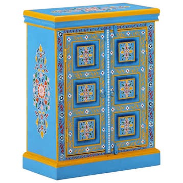 vidaXL Wandkast handgeschilderd massief mangohout turquoise, Huis en Inrichting, Verzenden, Nieuw, 50 tot 100 cm, Minder dan 100 cm