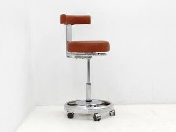 Werkstoel - bekleding kunstleer cognac - voetkruis aluminium, Ophalen of Verzenden, Gebruikt