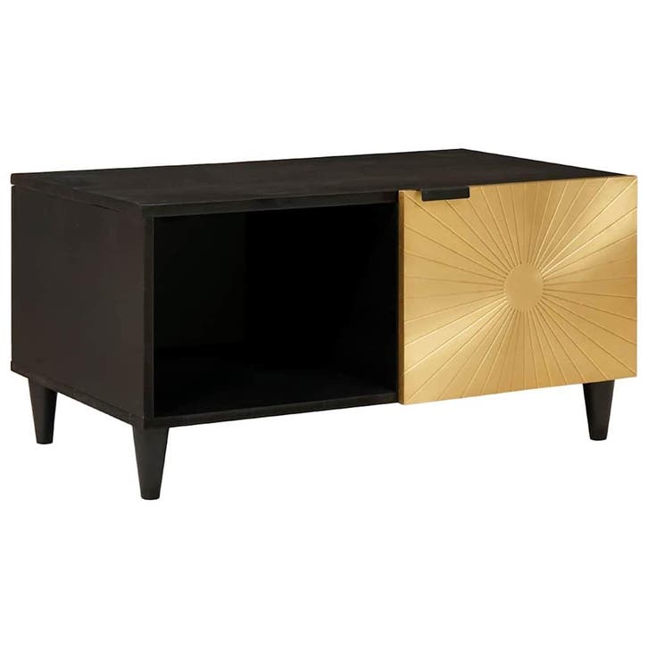 vidaXL Salontafel Zwart en Goud 80 x 50 x 40 cm Bewerkt hout, Huis en Inrichting, Tafels | Salontafels, Nieuw, 50 tot 100 cm, Overige houtsoorten