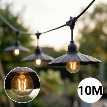 Complete Prikkabel / lichtsnoer met 10x lampenkappen, Nieuw, Ophalen of Verzenden, Netvoeding, Hanglamp