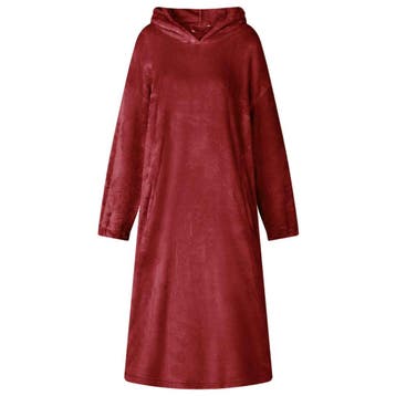 vidaXL Deken hoodie Bordeaux Rood l Flanel, Verzenden, Nieuw