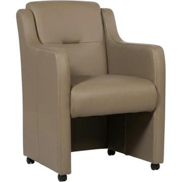 Leren eetkamerstoel Mass - Toledo Mocca (taupe/bruin) -, Eigentijds, Modern, Bruin, Nieuw, Leer