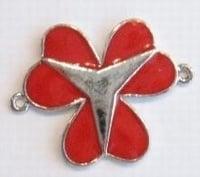 2x Zilverkleurig metalen tussenzetsel Klaver Rood 37 mm, Ophalen of Verzenden, Nieuw, Tussenstuk of Tussenkraal