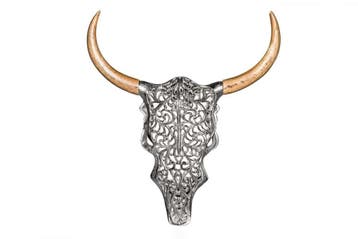 Extravagante wanddecoratie EXOTIC BULL 57cm zilveren, Ophalen of Verzenden, Nieuw