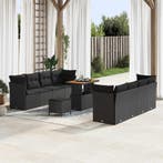 vidaXL Tuin Sofa Set met kussen 11 pcs Zwart poly rattan, Verzenden, Nieuw, Rotan