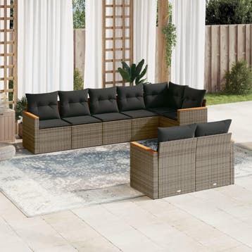vidaXL 8-delige Loungeset met kussens poly rattan grijs, Verzenden, Nieuw, Loungeset