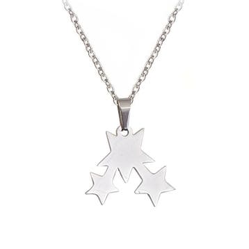 Fako Bijoux - Ketting - Stainless Steel - Sterretjes Trio -, Sieraden, Tassen en Uiterlijk, Kettingen, Verzenden, Nieuw