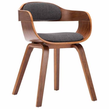Eetkamerstoel Donkergrijs - Gebogen Hout | Retourdeal 30%, Huis en Inrichting, Stoelen, Nieuw, Ophalen of Verzenden, Modern, Stof