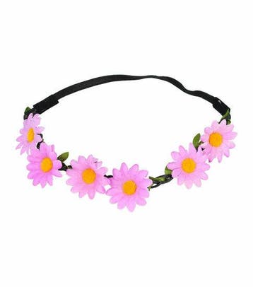 Haarband Bloemen – Gevlochten - Margrietjes – Lila Paars, Nieuw