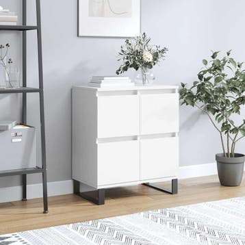vidaXL Dressoir 60x35x70 cm bewerkt hout wit, Verzenden, Nieuw, Overige houtsoorten, Minder dan 50 cm