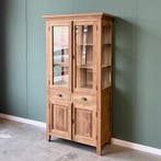 Massief Teakhout | Vitrinekast | Gratis Bezorging! |, Huis en Inrichting, Kasten | Vitrinekasten, Nieuw, Landelijk, 25 tot 50 cm