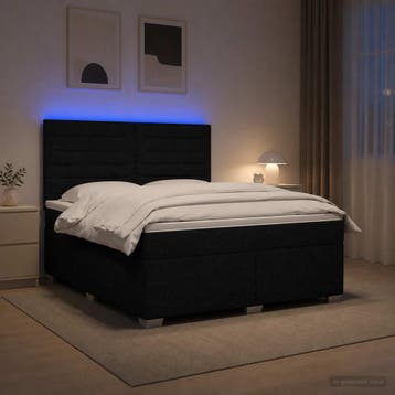 vidaXL Boxspringbed met matras met hoofdeinde Zwart 140 x, Verzenden, Nieuw, Tweepersoons, Zwart