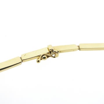 Gouden staafjes schakelcollier; 46,5 cm (Ketting), Ophalen of Verzenden, Gebruikt, Overige kleuren, Goud
