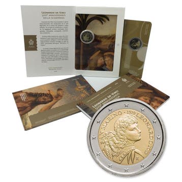 San Marino 2 Euro Leonardo da Vinci 2019, Postzegels en Munten, Verzenden