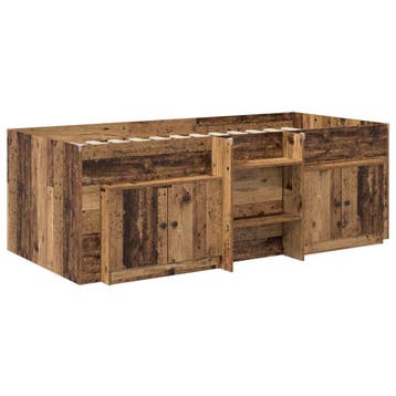 vidaXL Loft Bed Frame met Kast met opslag 3 st Oud hout, Verzenden, Nieuw, Bruin, Hout