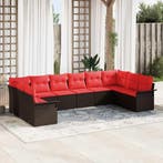 vidaXL Tuin Sofa Set met kussen 10 pcs Bruin poly rattan, Verzenden, Nieuw, Rotan, Meer dan 8 zitplaatsen