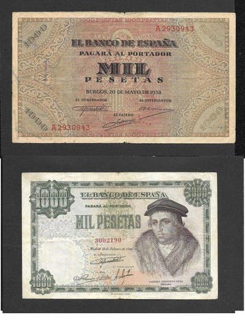 Spanje. - 2 x 1000 Pesetas - 1938/1946