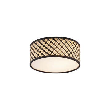 Oosterse plafondlamp rotan met zwart 30cm - Tremmo, Verzenden, Nieuw