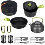 Camping Outdoor Kookset 17-delig inclusief fluitketel, Ophalen of Verzenden, Nieuw