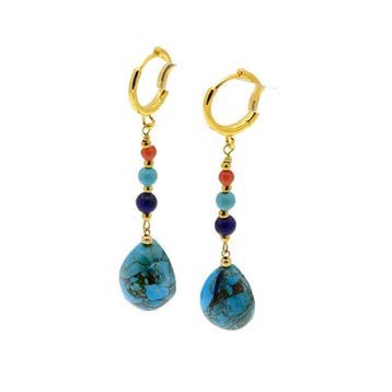 Turquoise - Zilver - Oorbellen - Koraal - Turkoois