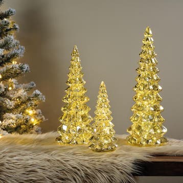 Glazen kerstbomenset met ledlampjes - 3 stuks | 21-32-40 cm, Verzenden, Nieuw