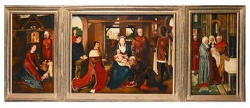 Flämische Schule (XIX) - Altar-Triptychon - NO RESERVE, Antiek en Kunst