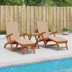 vidaXL Ligstoelkentingen en opvouwbare zonnebader 3 pcs, Verzenden, Nieuw