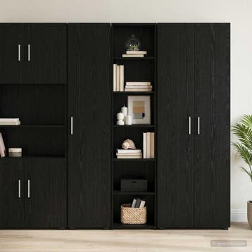 vidaXL Dressoir Zwart eiken 40 x 41 x 185 cm Bewerkt hout, Verzenden, Nieuw, Overige houtsoorten, Minder dan 50 cm