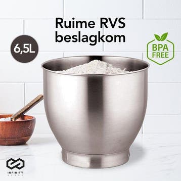2dekans | Infinity Goods Keukenmachine - Keukenmixer - 6,5L, Witgoed en Apparatuur, Ophalen of Verzenden, Zo goed als nieuw