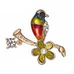 Fako Bijoux - Broche - Vogel - Vogel Met Bloem - 36x35mm -, Verzenden, Nieuw